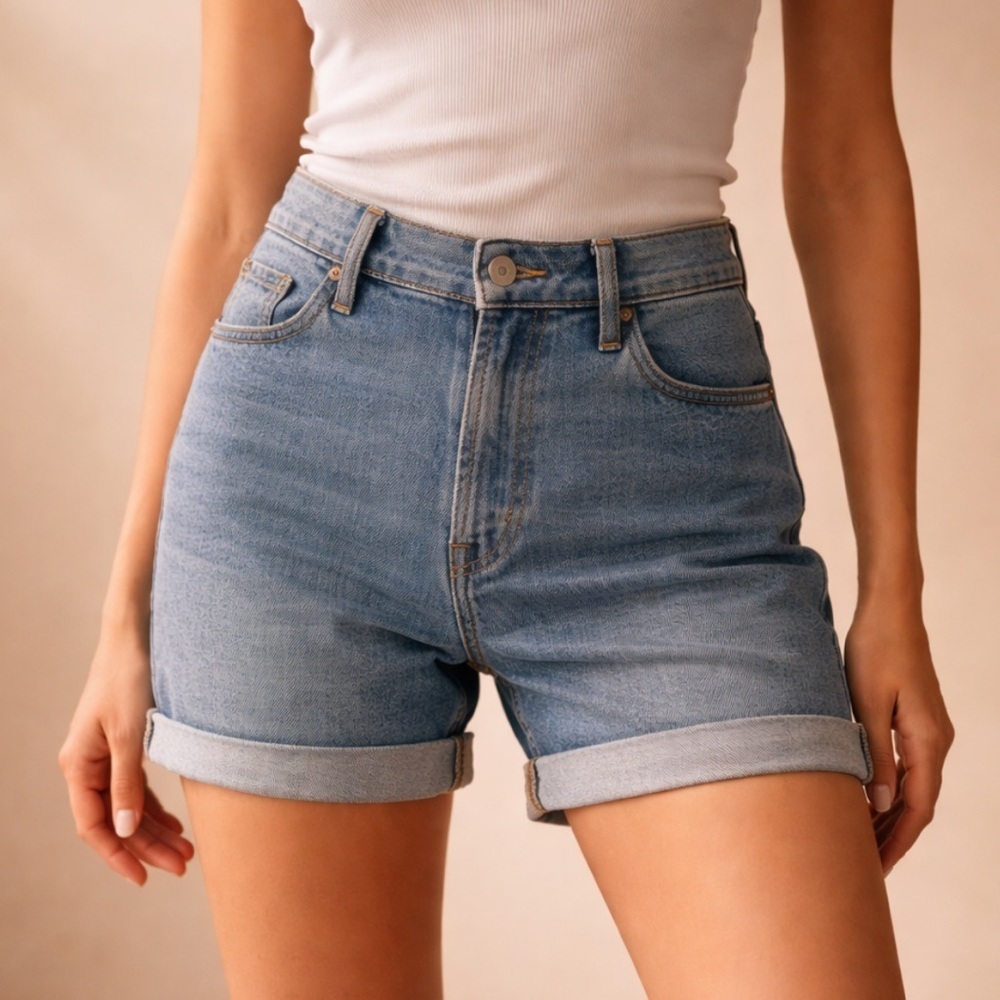 OLD NAVY Denim Shorts Medium Wash Stretch – Cuffed Hem – Women’s Size 6
